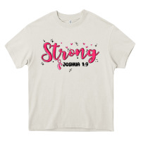 Cream strong joshua 1 9 Heavy Core Tee - MaliasSmallBusiness