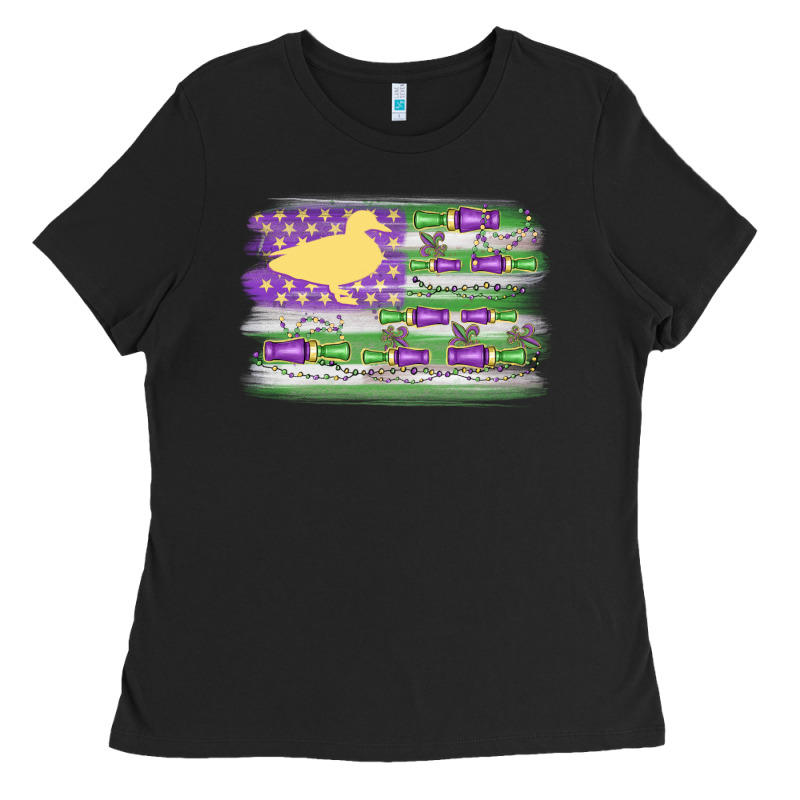 Mardi Gras Duck Call Flag Ladies Tee by MaliasSmallBusiness | Teevron