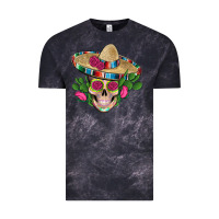 Cloud Black mexican skull sombrero roses cactus serape Vintage Tee - Artiststas