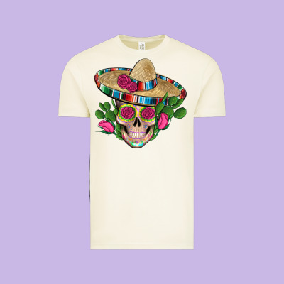 Mexican Skull Sombrero Roses Cactus Serape Vintage Tee Designed By Artiststas