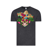 Vintage Black mexican skull sombrero roses cactus serape Vintage Tee - Artiststas