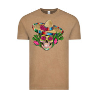 Vintage Coffee mexican skull sombrero roses cactus serape Vintage Tee - Artiststas