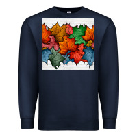 Navy autumn  leaves seamless pattern Premium Sweatshirt - BundleAndBundleShop