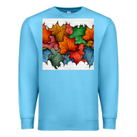 Ocean Blue autumn  leaves seamless pattern Premium Sweatshirt - BundleAndBundleShop