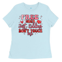 Baby Blue free hugs just kidding don't touch me Ladies Tee - MaliasSmallBusiness