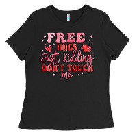Black free hugs just kidding don't touch me Ladies Tee - MaliasSmallBusiness