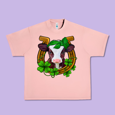 Lucky Horseshoe 4 Leaf Clover Baby Calf Urban Heavy Tee Designed By Jasminsmagicworld