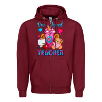 Burgundy One Loved Teacher Valentines Day Cold Drink Frappe Zipper Hoodie - FaDigitalArtStudio