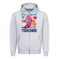 Heather Grey One Loved Teacher Valentines Day Cold Drink Frappe Zipper Hoodie - FaDigitalArtStudio