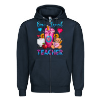 Navy One Loved Teacher Valentines Day Cold Drink Frappe Zipper Hoodie - FaDigitalArtStudio