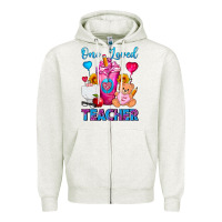 Oatmeal Heather One Loved Teacher Valentines Day Cold Drink Frappe Zipper Hoodie - FaDigitalArtStudio