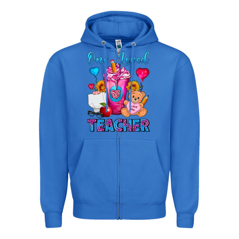 One Loved Teacher Valentines Day Cold Drink Frappe Zipper Hoodie by FaDigitalArtStudio | Teevron