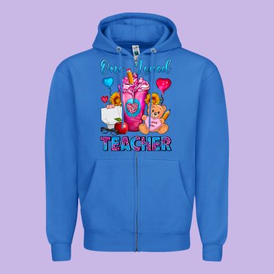 One Loved Teacher Valentines Day Cold Drink Frappe Zipper Hoodie Designed By Fadigitalartstudio
