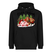 Black merry christmas pig Heavyweight Hoodie - FaDigitalArtStudio