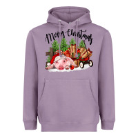 Lavender merry christmas pig Heavyweight Hoodie - FaDigitalArtStudio