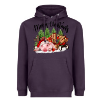 Plum merry christmas pig Heavyweight Hoodie - FaDigitalArtStudio