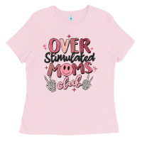 Bubblegum Pink over stimulated moms club Ladies Tee - MaliasSmallBusiness