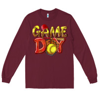 Burgundy Game Day Softball Long Sleeve Tee - NancyCooperArtShop