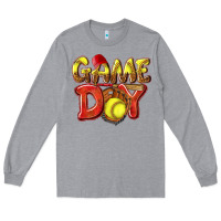 Heather Grey Game Day Softball Long Sleeve Tee - NancyCooperArtShop