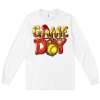 White Game Day Softball Long Sleeve Tee - NancyCooperArtShop