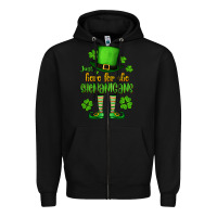 Black Just here for the shenanigans St. Patrick's Zipper Hoodie - OliviaCreatesArt