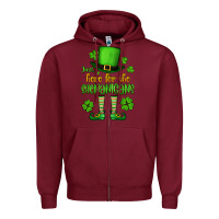 Burgundy Just here for the shenanigans St. Patrick's Zipper Hoodie - OliviaCreatesArt