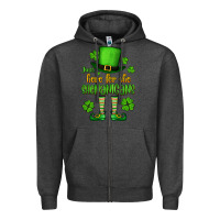 Charcoal Heather Just here for the shenanigans St. Patrick's Zipper Hoodie - OliviaCreatesArt