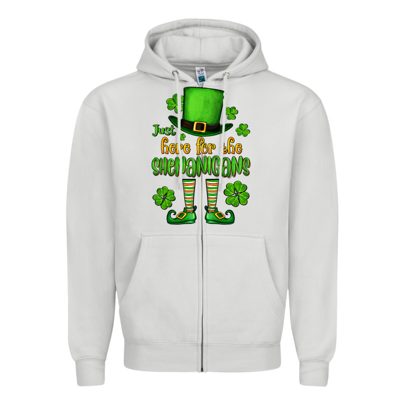 Just Here For The Shenanigans St. Patrick's Zipper Hoodie by OliviaCreatesArt | Teevron