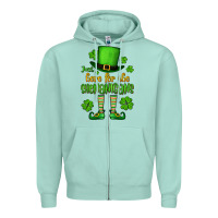 Seafoam Just here for the shenanigans St. Patrick's Zipper Hoodie - OliviaCreatesArt