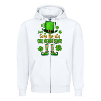 White Just here for the shenanigans St. Patrick's Zipper Hoodie - OliviaCreatesArt