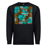 Black turquoise serape leopard seamless pattern Premium Sweatshirt - BundleAndBundleShop