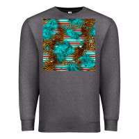 Charcoal Heather turquoise serape leopard seamless pattern Premium Sweatshirt - BundleAndBundleShop