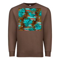 Chestnut turquoise serape leopard seamless pattern Premium Sweatshirt - BundleAndBundleShop