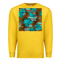 Lemon turquoise serape leopard seamless pattern Premium Sweatshirt - BundleAndBundleShop