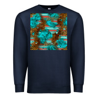 Navy turquoise serape leopard seamless pattern Premium Sweatshirt - BundleAndBundleShop