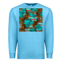 Ocean Blue turquoise serape leopard seamless pattern Premium Sweatshirt - BundleAndBundleShop