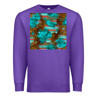 Purple turquoise serape leopard seamless pattern Premium Sweatshirt - BundleAndBundleShop
