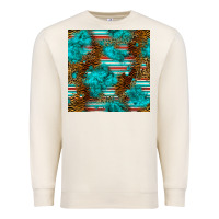 Sandshell turquoise serape leopard seamless pattern Premium Sweatshirt - BundleAndBundleShop