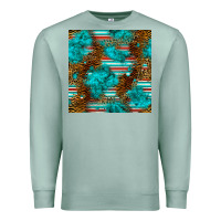 Seafoam turquoise serape leopard seamless pattern Premium Sweatshirt - BundleAndBundleShop