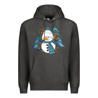 Charcoal Heather Snowman Winter Premium Hoodie - RanaPortraitStore