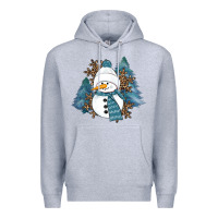Heather Grey Snowman Winter Premium Hoodie - RanaPortraitStore