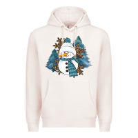 Pale Pink Snowman Winter Premium Hoodie - RanaPortraitStore