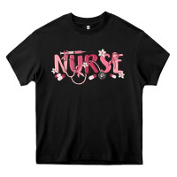 Black nurse breast cancer awareness Heavy Core Tee - MaliasSmallBusiness