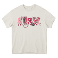 Cream nurse breast cancer awareness Heavy Core Tee - MaliasSmallBusiness