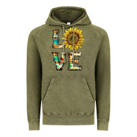 Vintage Olive western love with sunflower Vintage Hoodie - Artiststas