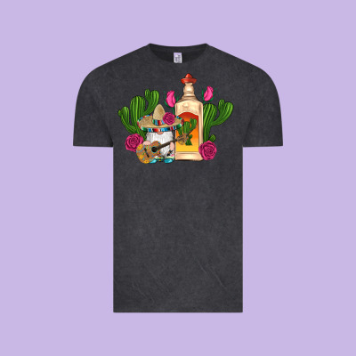 Mexican Tequila Gnomes Guitar Roses Cactus Serape Vintage Tee Designed By Artiststas