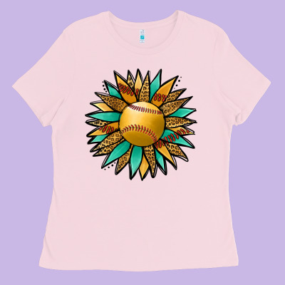 Softball Sunflower Ladies Tee Designed By Jasminsmagicworld