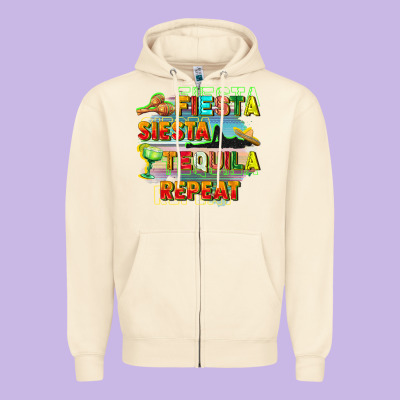 Fiesta Siesta Tequila Repeat Zipper Hoodie Designed By Fadigitalartstudio
