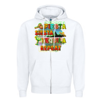 White Fiesta siesta tequila repeat Zipper Hoodie - FaDigitalArtStudio