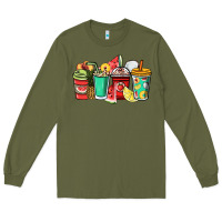 Army Green Fruits coffee cups Long Sleeve Tee - NancyCooperArtShop